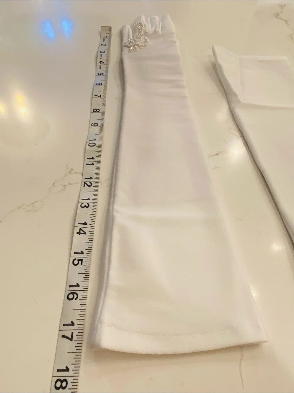 Vintage Bridal Gloves White Nylon  w/ Finger Lace Detail Ring Exposure One Size